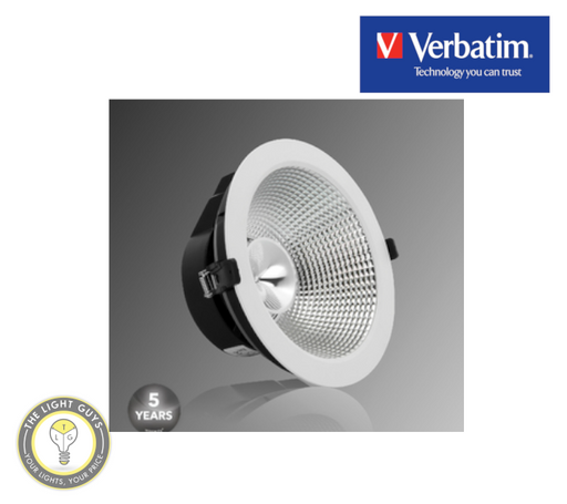 VERBATIM LED Recessed Low Glare Downlight 20W | 30W 4000K IP40 220mm 40° White Dali Dimmable - TheLightGuys