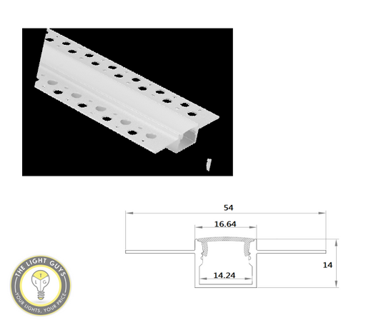 TLG Gyprock Surface Recessed LED Channel per 2 Meter Lengths - TheLightGuys