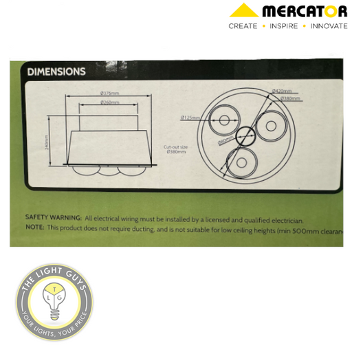 MERCATOR BATHROOM HEATER SPECTRA TRIO 6W LED R63 3X275W White