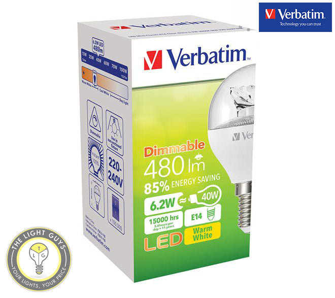 VERBATIM LED Fancy Round Clear 6W 240V SES | SBC | ES | BC 3000K Dimmable - TheLightGuys