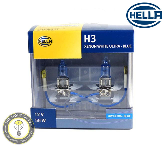 HELLA H3 Headlight Set 55W 12V PK22s Xenon Blue - TheLightGuys