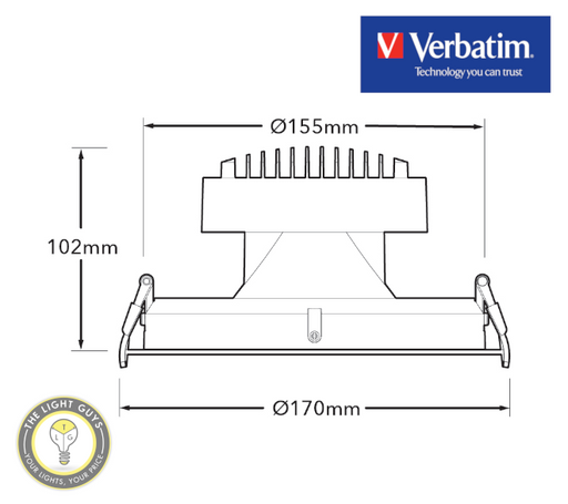 VERBATIM LED Recessed Low Glare Downlight 15W 3000K | 4000K IP40 170mm 40° White Dali Dimmable - TheLightGuys