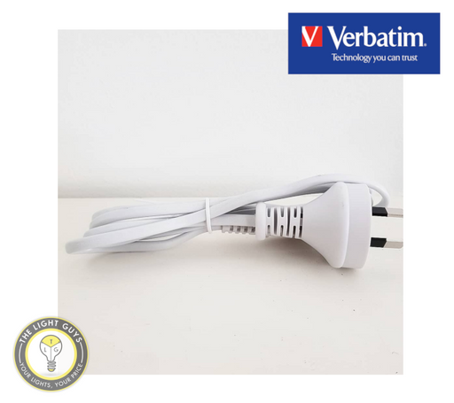 VERBATIM AU Plug 1.2m 0.75mm 2-Pin Power Cord (White) for T5 Battens - TheLightGuys