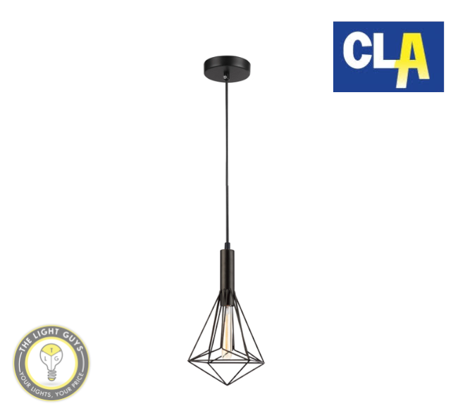 CLA Black Iron Cage Pendant Lights Single Diamond Shape | Multiple Varied Round Base - TheLightGuys