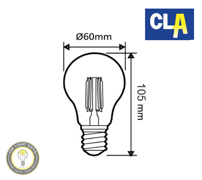 CLA LED Filament Dimmable Globe GLS 8W 260V BC | ES | 2700K | 6000K - TheLightGuys