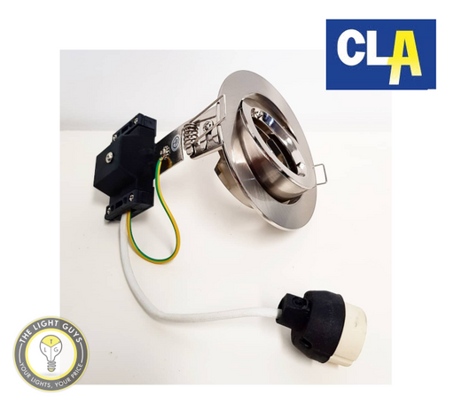 CLA Downlight Fitting GU10 Gimbal Round 90mm White | Satin Chrome | Black - TheLightGuys