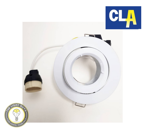 CLA Downlight Fitting GU10 Gimbal Round 90mm White | Satin Chrome | Black - TheLightGuys
