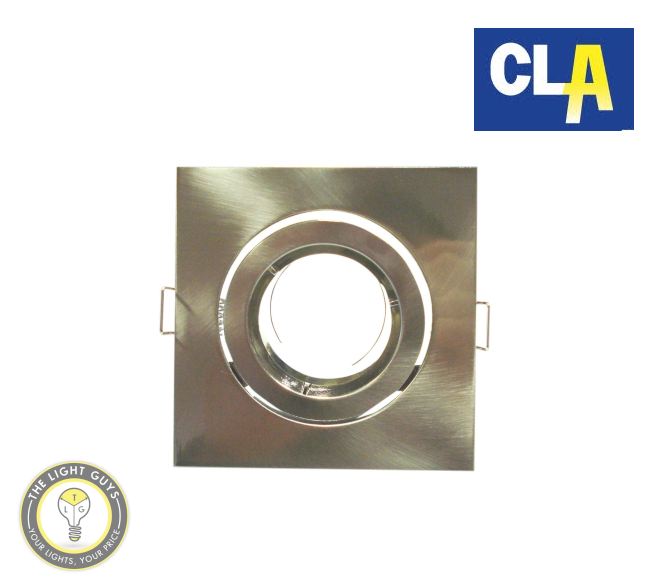 CLA Downlight Fittings MR16 12V Gimbal Square 90mm White | Satin Chrome - TheLightGuys