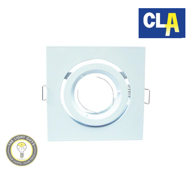 CLA Downlight Fittings MR16 12V Gimbal Square 90mm White | Satin Chrome - TheLightGuys