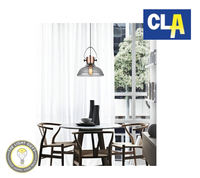 CLA Copper Plate with Smoke Glass Flat Top Dome Pendant Light (Globe not included) - TheLightGuys