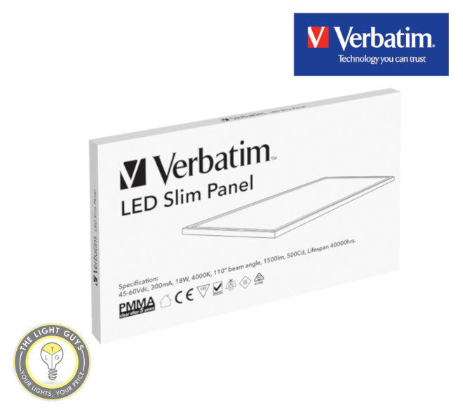 VERBATIM LED Slim Panel 595x295mm 18W 4000K | 5000K 1800lm - TheLightGuys