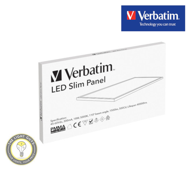 VERBATIM LED Slim Panel 595x295mm 18W 4000K | 5000K 1800lm - TheLightGuys