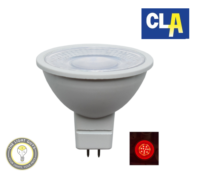 CLA MR16 LED Coloured Globes 5W 12V AC DC Blue Green Red 70Deg