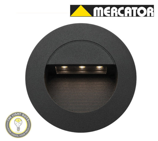MERCATOR LED RYE 1.2W 240V Round Step Light Black | White - TheLightGuys