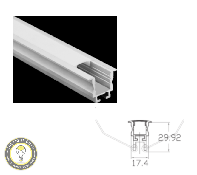 TLG Small Recessed/Ceiling Mount LED Channel with Clips per 3 Meter Lengths - TheLightGuys