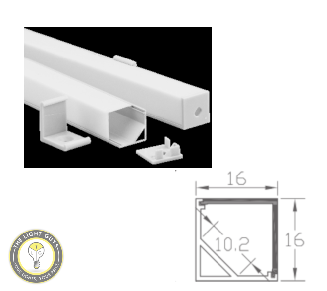 TLG Small Wall Corner LED Channel per 3 Meter Lengths - TheLightGuys
