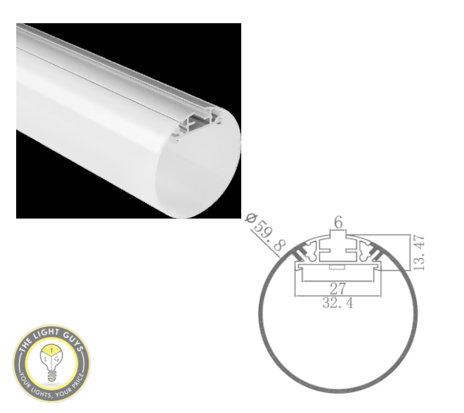 TLG LED Cylinder/Round Channel per 2 Meters Lengths - TheLightGuys