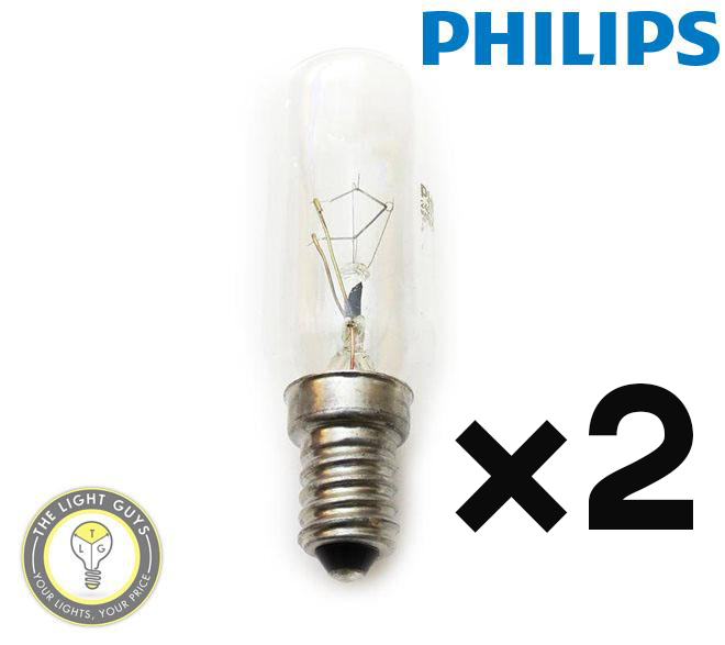 2-Pack PHILIPS Tubular Rangehood Lamp T25 40W 240V SES
